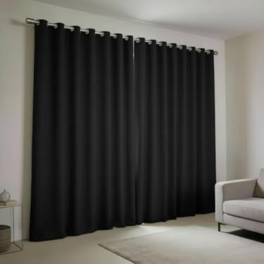 Imagem de Cortina Blackout em Tecido Corta Luz (Preta, 4,00 x 2,70 Metros)