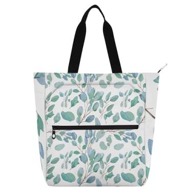 Imagem de GAIGEO Bolsa de trabalho feminina verde com folhas de eucalipto aquarela, bolsa escolar universitária, bolsas infantis, bolsas fofas, amantes de livros