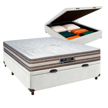 Imagem de Cama Box Bau Branco Casal + Colchão Molas Ensacadas Legriff Sankonfort