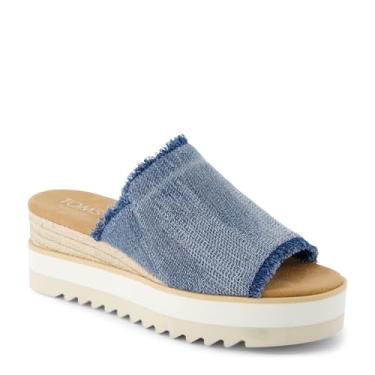 Imagem de TOMS Sandália feminina Diana Mule Espadrille Wedge, Jeans texturizado com céu escuro, 36
