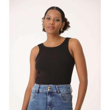 Imagem de Blusa Feminina Canelada Sem Manga Marisa-06020, Preto, M