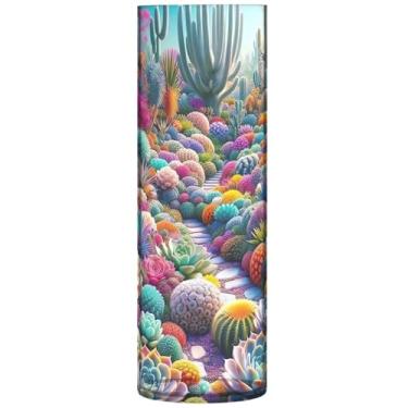 Imagem de Vaso cilíndrico de jardim de suculentas coloridas para flores, vasos altos de plástico personalizados, estampa fofa, decoração de quarto, 30 cm x 9,9 cm