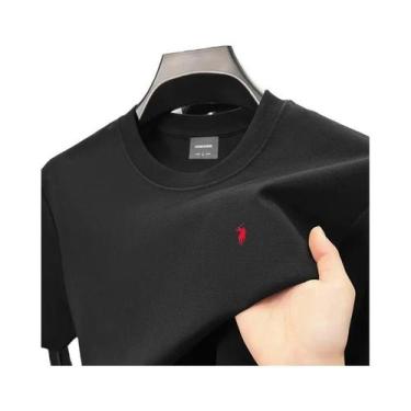 Imagem de Camiseta Masculina De Verão Em Seda E Algodão Com Manga Curta, Respirá