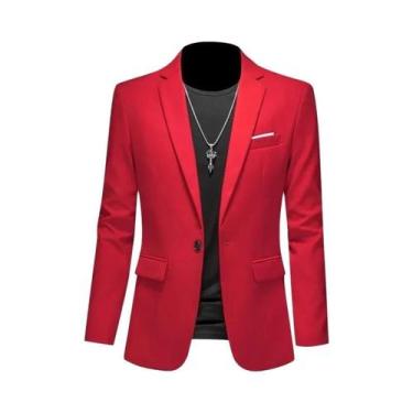 Imagem de Blazer Masculino Casual De Alta Qualidade Em Cor Sólida Para Casamento