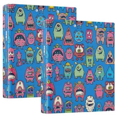 Imagem de Fichários personalizados fofos de desenho animado azul de 3,8 cm, 3 anéis, 200 folhas, pastas, portfólio, anel redondo, fichário, 31,5 x 27 x 6 cm, 1 pacote