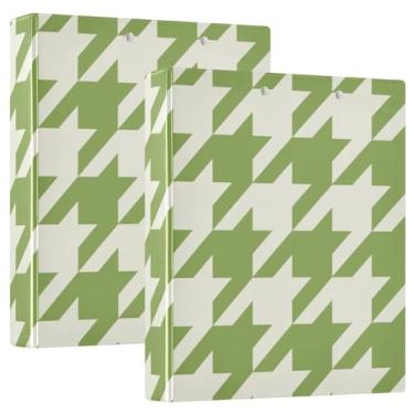 Imagem de Fichário verde clássico Houndstooth com 3 anéis, 2 fichários de receitas, fichário de plástico com 3 anéis