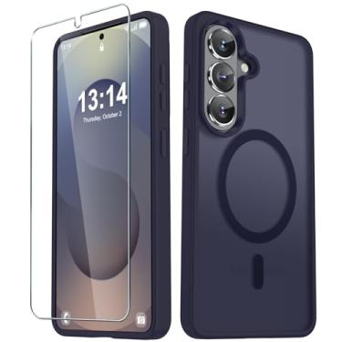 Imagem de YENAPOON Capa para Samsung Galaxy S26, capa magnética fosca [atualizada em 2026] com 1 protetor de tela, suporte para MagSafe, proteção militar à prova de choque, parte traseira fosca translúcida