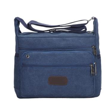 Imagem de Bolsa masculina de lona Business Postman - Mochila casual de grande capacidade e bolsa de ombro transversal para uso diário, Azul grande, One Size