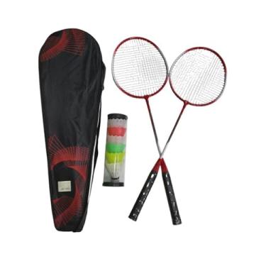 Imagem de Kit 2 Raquete de Badminton com 6 Petecas(Vermelho)
