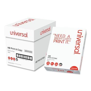 Imagem de Universal UNV91205 Papel Multiuso, 96 Brilhante, 9 kg, 8,5 X 11, Branco Brilhante, 500 Folhas/resma, 5 Resmas/caixa