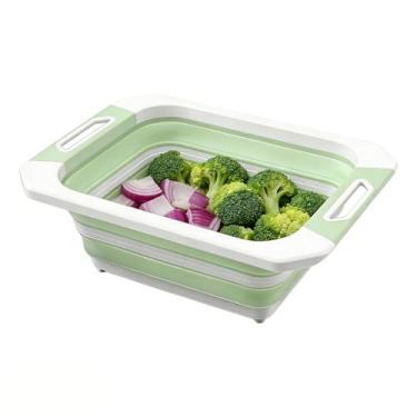 Imagem de Tábua de Corte Dobrável,Escorrimento Compacto para Lavagem de Alimentos,Prancha De Corte Com Lavatório Para Acampamento | Para Carne Vegetais Churrasco Piquenique Jardim Praia Cozinha Casa