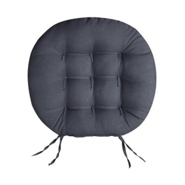 Imagem de Almofada Futon Redonda para Assento de Cadeira 40x40 cm com 9 Furos Almofada de Cadeira Decorativa e Confortável (Cinza Chumbo)