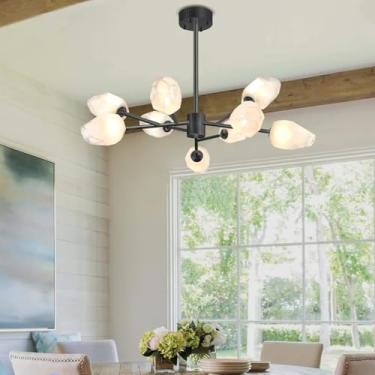 Imagem de Lustre moderno de meados do século XX sobre a mesa, com 15 lâmpadas em formato de globo estilo Sputnik, luminária pendente criativa com cúpula de vidro, luminária de teto suspensa em metal p