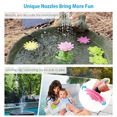 Imagem de CUOFYUNL Bomba de fonte solar 7V 1.4W com bicos coloridos tipo flor Fontes de banho para pássaros movidas a energia solar com ventosas Fonte externa Bomba de água sem escova para