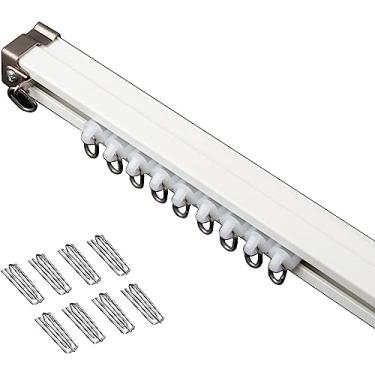 Imagem de Cortina de teto, trilho de cortina, suporte de teto/parede varão de cortina de chuveiro dobrável com ganchos para janelas de sacada/varanda (suporte de parede, 550 cm) (suporte de parede 300 cm)