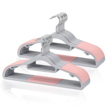 Imagem de Tonswachic Pacote com 30 cabides, cabides de plástico que economizam espaço, antiderrapantes, finos de 0,5 polegadas, gancho prata giratório de 360° para camisas, calças, terno e roupas molhadas/secas