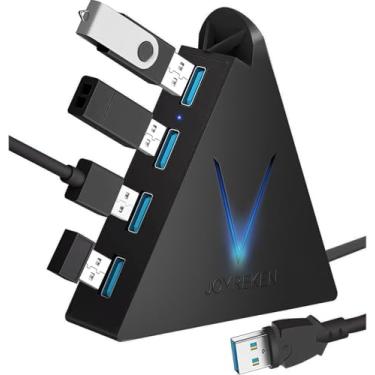 Imagem de JoyReken Hub USB 3.0 de 4 portas, torre de hub USB FlyingVHUB com cabo estendido de 60 cm, divisor USB para laptop, PC, PS4, PS5, Xbox, mouse, teclado, pen drive, U-Disk (preto)