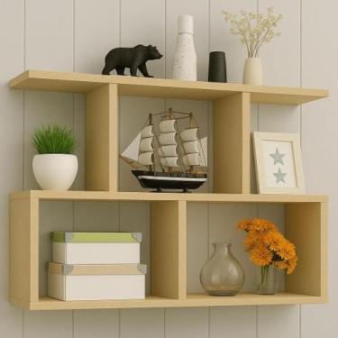 Imagem de Estante Decorativa MDF Cru 65x80x20cm resistente Multiuso - SIXTEEN DE