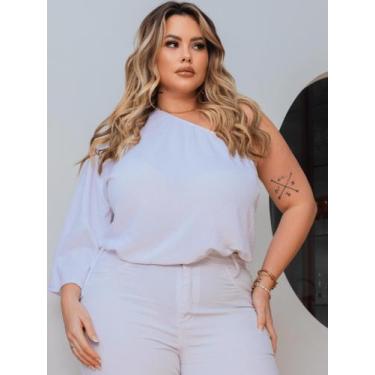 Imagem de Blusa Feminina Plus Size Mula Manca Cropped Bata Ajustável Disfarça Ba