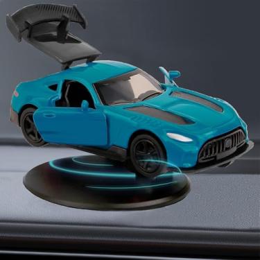Imagem de JNZIBQ Ornamento de giro de drift do painel do carro, decoração de modelo de carro giratório de liga, interior clássico de mini painel automotivo, siga a deriva quando o veículo gira (azul)