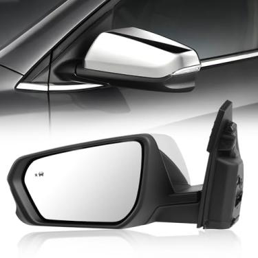 Imagem de Conjunto de espelho lateral cromado de 8 pinos compatível com Chevy Equinox GMC Terrain 2018-2024 com ponto cego aquecido vidro elétrico luz de seta dobrável manual para 84225386 GM1320595 (lado