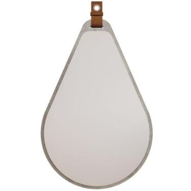 Imagem de Espelheira Para Banheiro Alça em Couro Gota Cimento - MGM