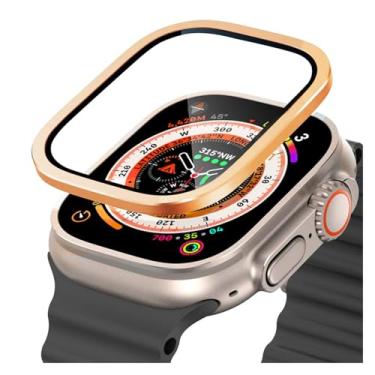 Imagem de Clouism Moldura de metal de titânio para Apple Watch Ultra 2 49 mm Acessórios Vidro Temperado Película Anti-riscos para Série Ultra Screen Case, 49mm, Ágata