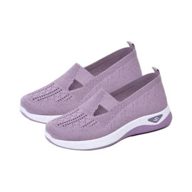 Imagem de Tênis Feminino Ortopédico Respirável Em Malha Antiderrapante Para Cami