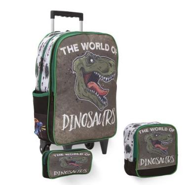 Imagem de Kit Mochila Infantil Rodinha Dinossauro Estampada Juvenil - Toys 2U
