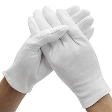 Imagem de 12 Pares de Luvas Algodão Respiráveis Macias e com Pele Amigável para Trabalho Cosméticos Hidratação Inspeção Joias