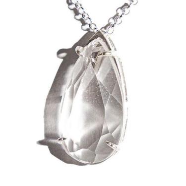 Imagem de Colar Gota Facetado Pedra Cristal Natural Garra Prata 950 - Cristaisde