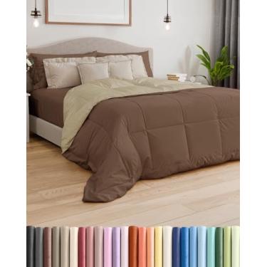 Imagem de Cal King Size – Conjunto de cama reversível marrom reversível – quente, leve – Conjunto de cama de qualidade de hotel respirável de luxo – Edredom macio e aconchegante de microfibra refrescante para