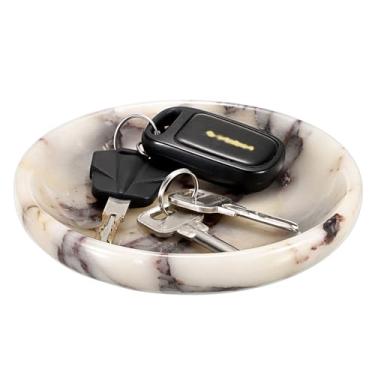 Imagem de Hipiwe Calacatta Prato de anel de viola bandeja decorativa de joias de mármore para mesa de cabeceira