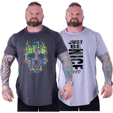 Imagem de Kit 2 Camiseta Longline Plus Size Masculina MXD Conceito Estampado Academia Casual Treino-Masculino