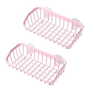 Imagem de BWESOO 2 peças de rack de drenagem multifuncional rosa, rack de armazenamento suspenso, prateleira de pia, ventosa de sucção, sabão de lavar louça, suporte de esponja para acessórios de cozinha