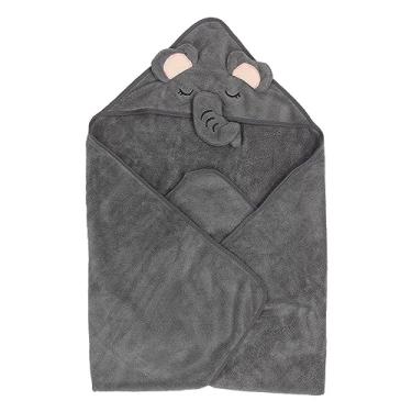 Imagem de Cuofyunl toalha de banho para bebê com capuz, desenho de animal, formato de animal, lã macia, absorção de água, toalha enrolada para bebê, 80x80cm (Elefante Cinzento)