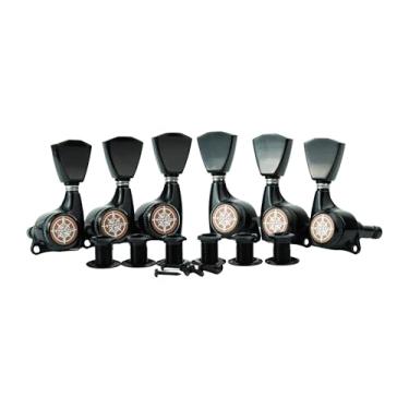 Imagem de Guyker Sintonizadores de bloqueio de guitarra 6 peças (3L + 3R com mão de 3R) – 1:21 pinos de chave de ajuste selados cabeças de máquina com botão Keystone substituição para guitarras elétricas ou acústicas estilo LP, SG, TL – Preto