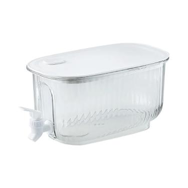 Imagem de Pote de água para servir bebidas de 4 L, dispensador de bebidas com torneira, chaleira fria de grande capacidade, balde de água fria para jarra de água doméstica (branca)