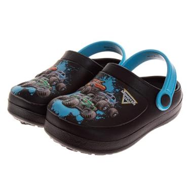 Imagem de Sandálias para meninos Monster Jam Clog Grave Digger Megalodon El Toro Loco Deslizantes Fechados com Alça Traseira Tamanhos: 5-10 Criança 11-12 Criança Pequena, Preto/azul, 9-10 Toddler