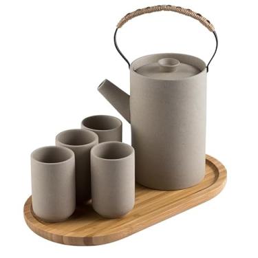 Imagem de Conjunto criativo de cerâmica para servir para bebidas, conjunto de chaleira, sala de estar, casa, conjunto de chá, bandeja de chá, jarra de água
