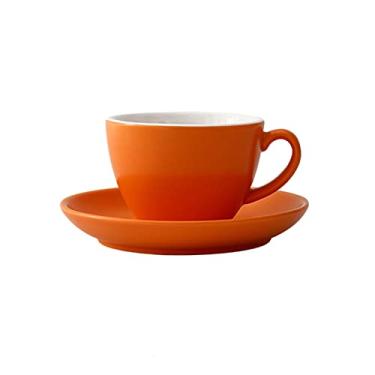 Imagem de Xícara de café moderna de cerâmica multicolorida de 310 ml, marca de cerâmica doméstica, escritório, copo de bebida, chávena de chá (laranja)