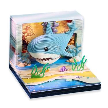 Imagem de VBESTLIFE Bloco de Notas 3D, Calendário de Mesa de Escultura Em Papel Requintado Com Luz LED, para Decoração de Arte, Bloco de Notas, Marcador e Luz Noturna