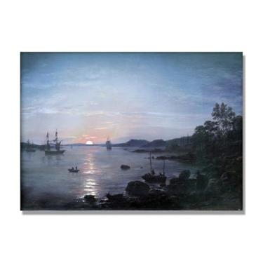 Imagem de J.C. Dahl Reprodução de arte famosa, arte em tela de paisagem romântica nórdica, decoração de parede elegante para sala de estar e escritório. (paisagem 14). 70 x 98 cm - 27,5 x 38,6 pol. Somente tela