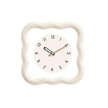 Imagem de Relógio de parede pequeno para sala de estar em creme de cozinha, relógio criativo, relógio mudo para pendurar na parede, simples, moderno, relógio de parede, decoração (pequeno)