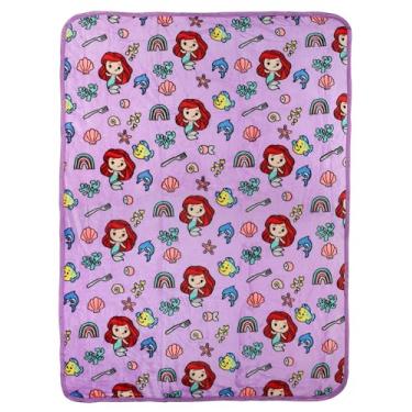 Imagem de Cobertor Disney Princess Ariel forrado com lã de seda toque dupla face 116,8 cm x 152,4 cm