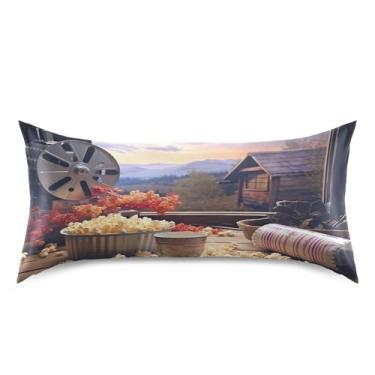 Imagem de xigua Fronha de cetim de pipoca de teatro para cabelo e pele, lavável à máquina, antiderrapante, refrescante, almofada de cama king size com fecho de envelope, 50,8 cm x 101,6 cm