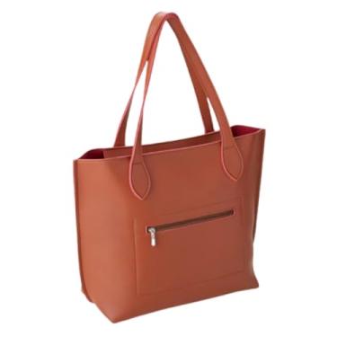 Imagem de Bolsa Social Feminino Couro Ecológico Premium Elegante Bolso Ziper Casual (Caramelo)