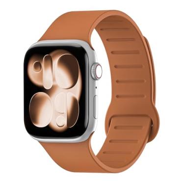 Imagem de Pulseira de silicone magnética compatível com Apple Watch séries 11, 10, 9, 8, 7, 6, 5, 4, 3, 2 e 1 e SE, 38 mm, 40 mm, 40 mm, 40 mm, 41 mm, 42 mm, 45 mm, 46 mm, 4, 2 e 1 e SE Ultra