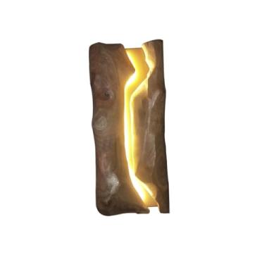 Imagem de Arandela de parede vintage LED em madeira, estilo industrial, com iluminação para cima e para baixo. Ideal para restaurantes, quartos, salas de estar, cozinhas e escadas. Luz quente (grande)