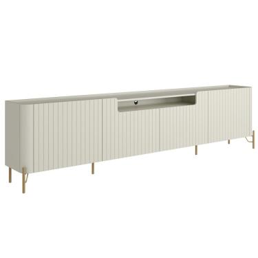 Imagem de Rack Para Sala de Estar TV 85 Pol 4 Portas Brise Pés Industrial Dourado Alef I03 Luna - Lyam Decor